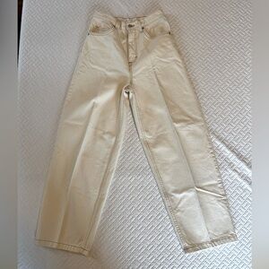 Top shop cream color baloon jeans with contrast stitching
